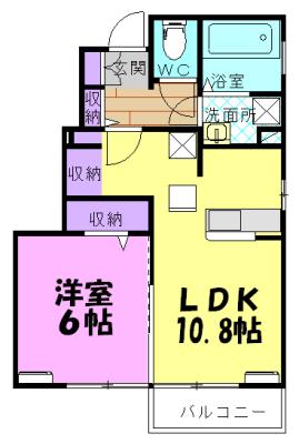 アベニール(1LDK/1階)の間取り写真