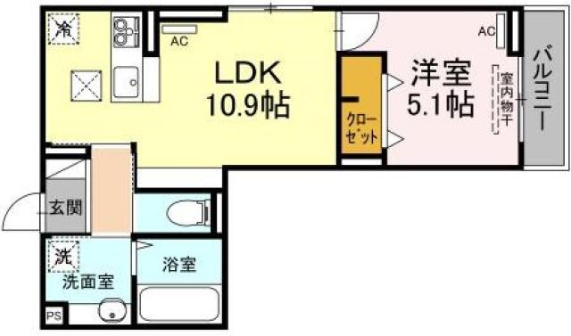 ヒーローキングダム(1LDK/1階)の間取り写真