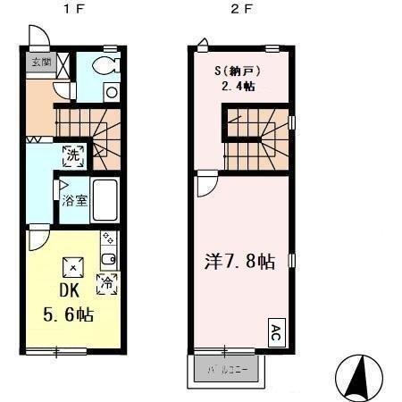 リースランド古賀島A(1SDK/1階)の間取り写真
