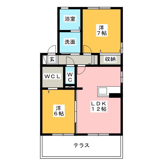 ローズコート和田(2SLDK/1階)の間取り写真