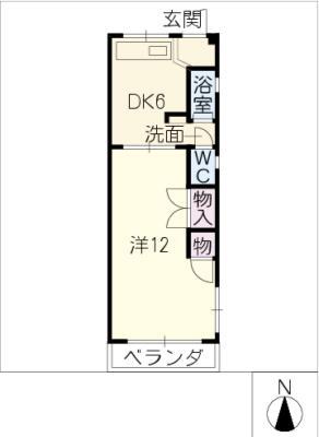美園ビルマンション(1DK/4階)の間取り写真