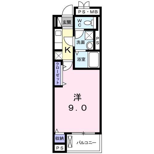 コート・ルージュ片倉(1K/3階)の間取り写真