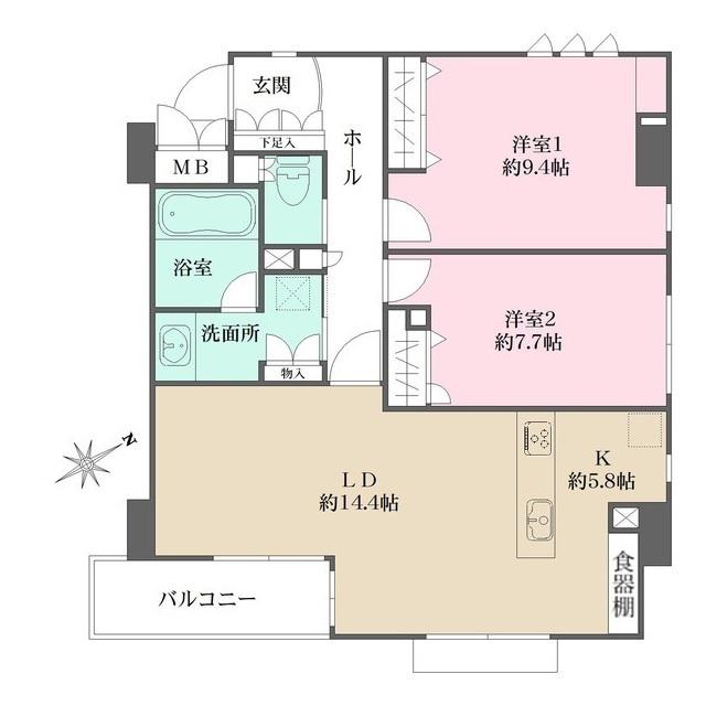 CROSS SEASON甲子園(2LDK/2階)の間取り写真