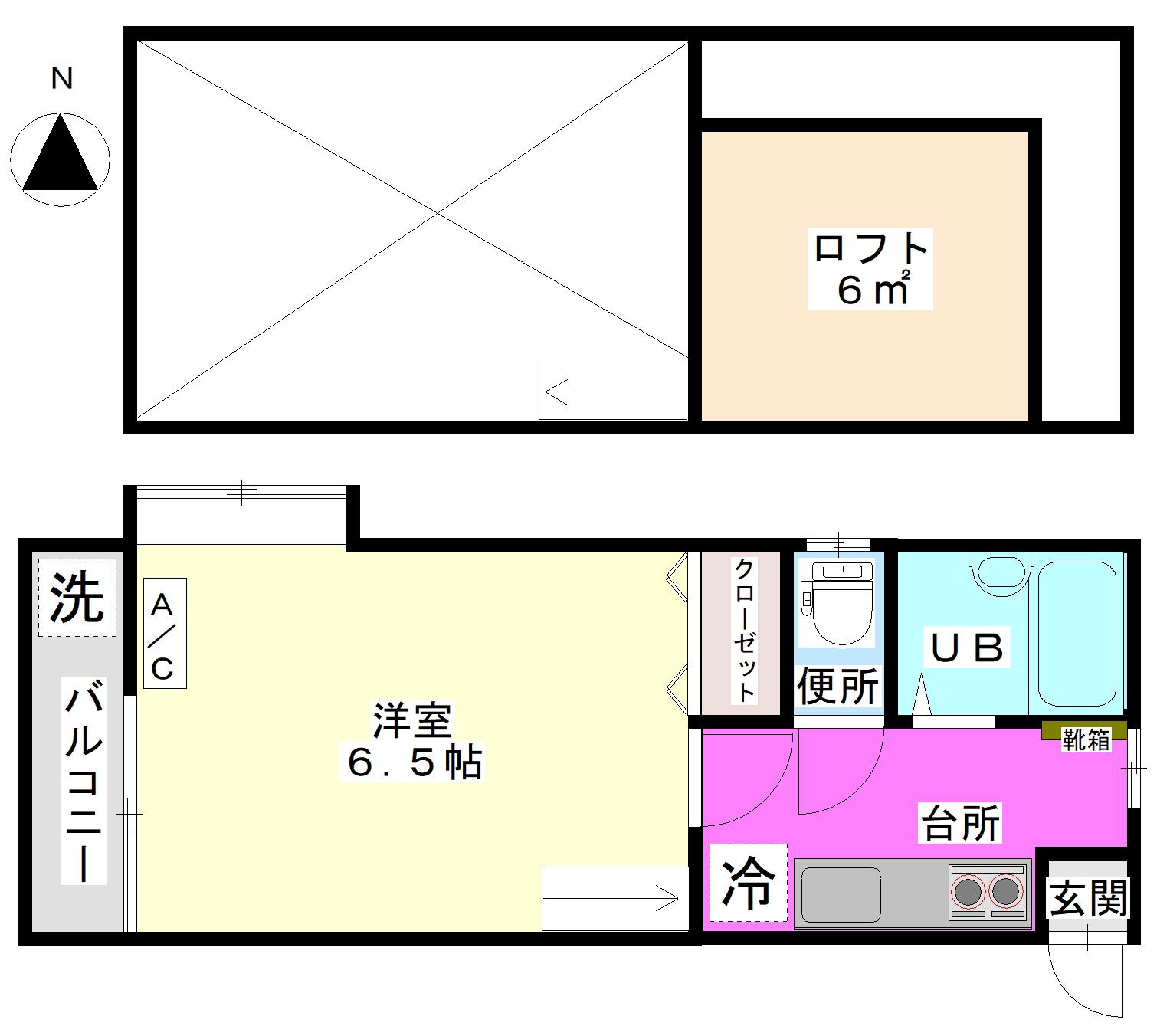 NMNハウス(1K/2階)の間取り写真