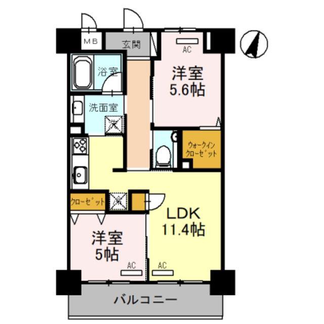 ソレイユ上落合(2LDK/3階)の間取り写真