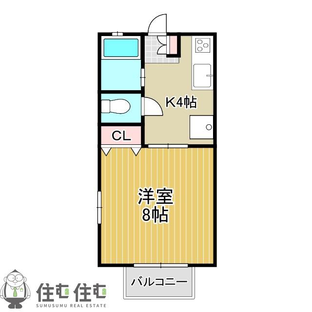 ハイツT・K(1K/2階)の間取り写真