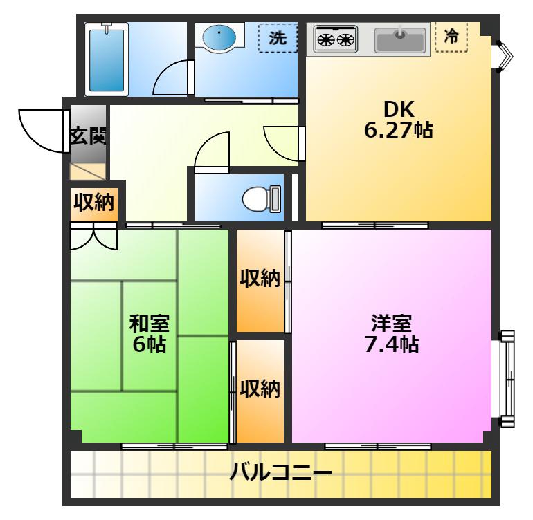 メゾンリヴィエール(2DK/3階)の間取り写真