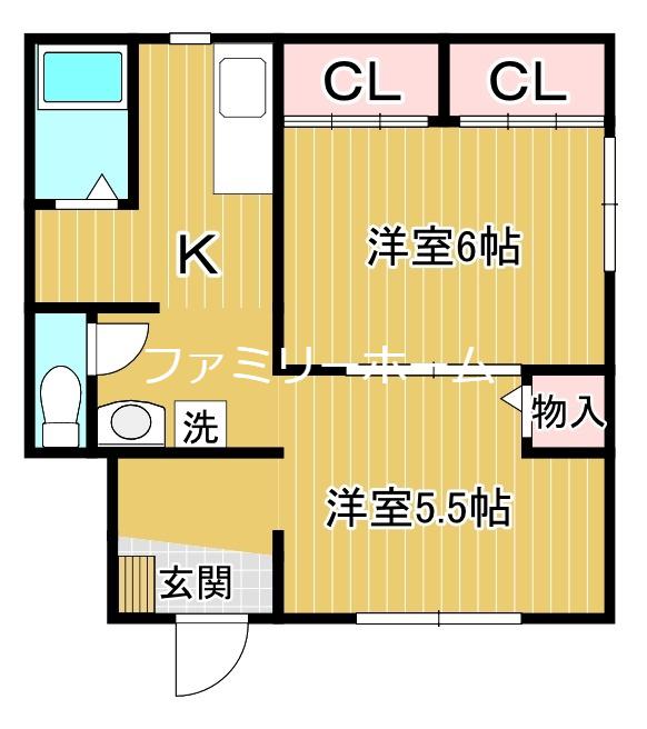 サーシェ太田山(2K/1階)の間取り写真