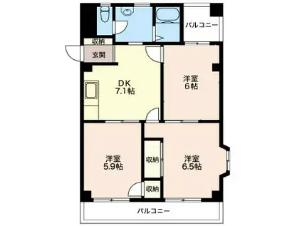 ウッディベル港南(3DK/2階)の間取り写真