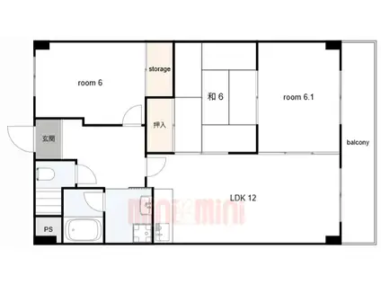 フルール南鈴原(3LDK/3階)の間取り写真