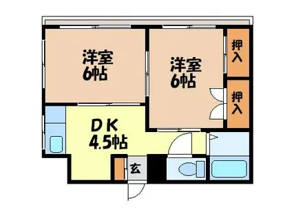 フォーリーフ江平(2K/2階)の間取り写真