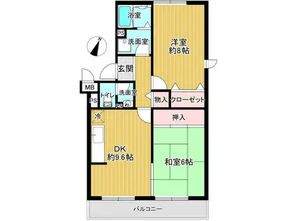 フレンド灘北(2DK/3階)の間取り写真