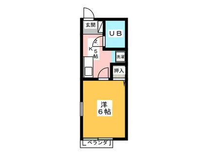 K・G・A(1K/1階)の間取り写真