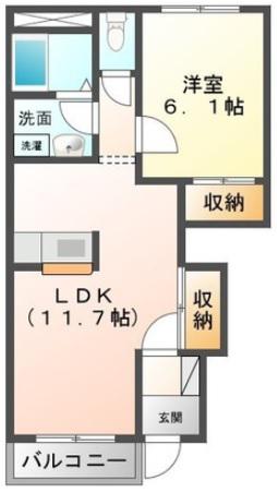 コンフォール郭内(1LDK/1階)の間取り写真