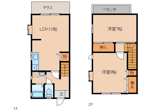 パークヒル旭ヶ丘(2LDK/1階)の間取り写真