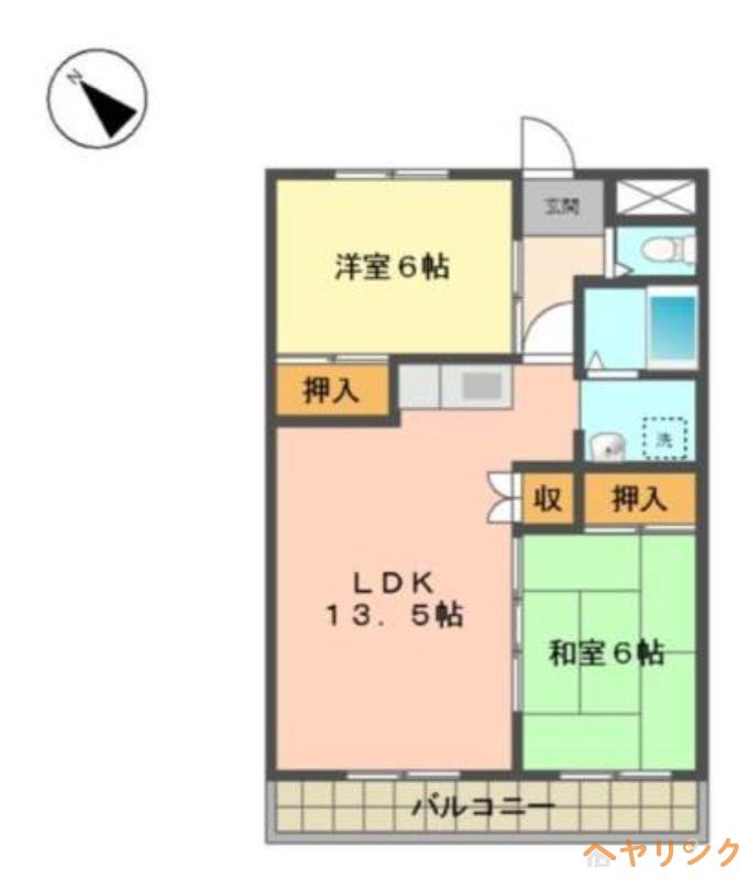 ヴィラ街苑(2LDK/3階)の間取り写真