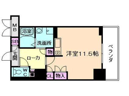 エルヴェ東天満(ワンルーム/8階)の間取り写真