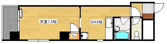 第3木本ビル(1DK/5階)の間取り写真
