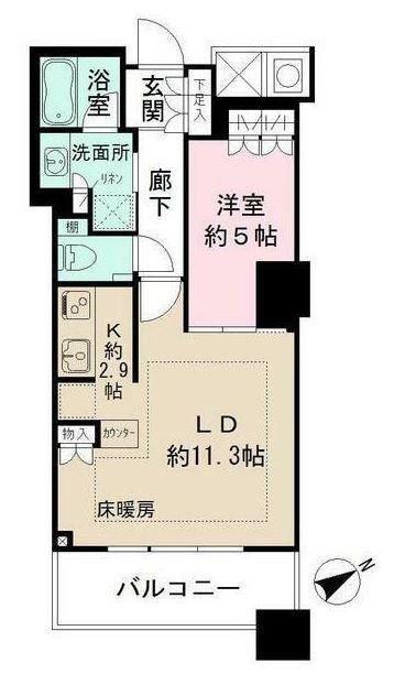 ザ・パークハウス西新宿タワー60(1LDK/16階)の間取り写真