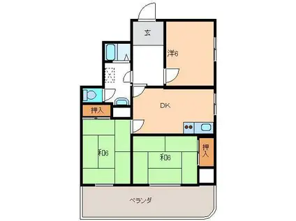 サングリーンハイツ(3DK/3階)の間取り写真