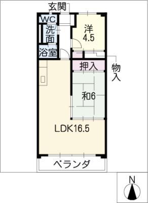 グランディール(2LDK/7階)の間取り写真