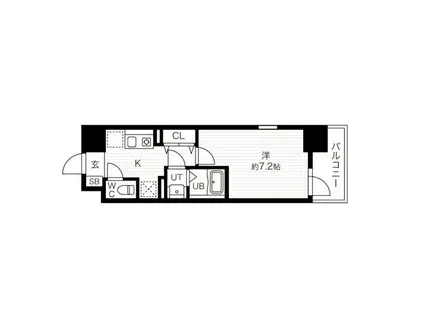 ウエストLAND白鷺(1K/7階)の間取り写真