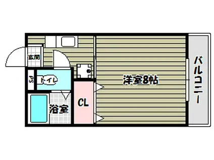 帝塚山パークハイツ(1K/2階)の間取り写真