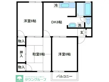 シャトル神戸(3DK/1階)の間取り写真