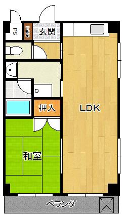 グランヴィア北夙川(1LDK/2階)の間取り写真