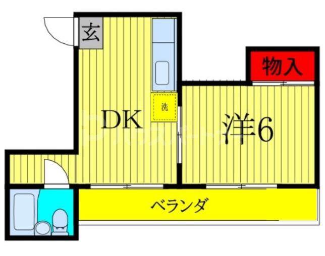 メゾン秦(1DK/2階)の間取り写真