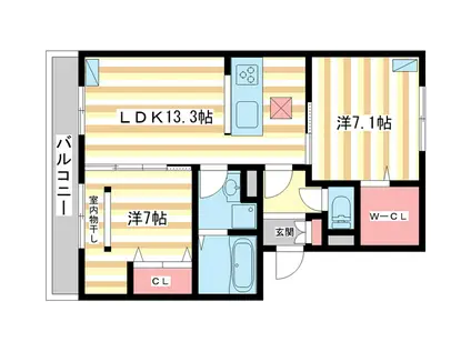 リシェンファント(2LDK/3階)の間取り写真