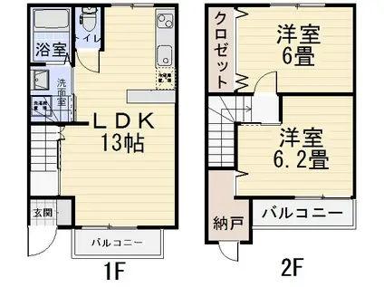 ウッズ3551 A(2LDK/1階)の間取り写真