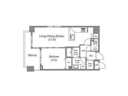 白金台アパートメント(1LDK/4階)の間取り写真