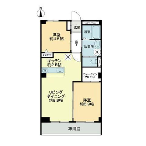 フィネス阿島(2LDK/1階)の間取り写真