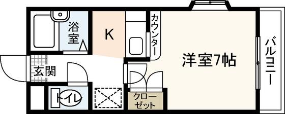 エステートベネフィット桑原(1K/2階)の間取り写真