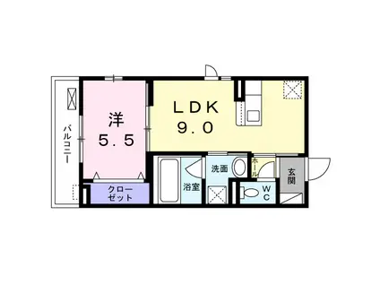 アルバ 八尾(1LDK/2階)の間取り写真