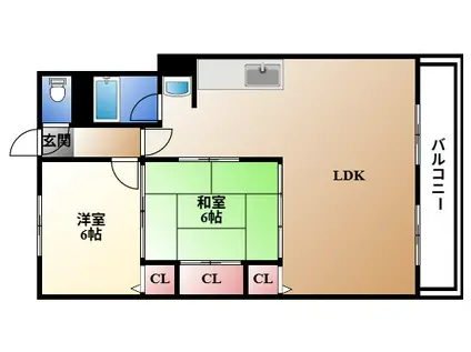メゾン覚王山陽宮殿(2LDK/3階)の間取り写真