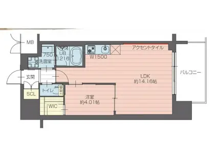 プレジオ永和ASIAN(1LDK/4階)の間取り写真