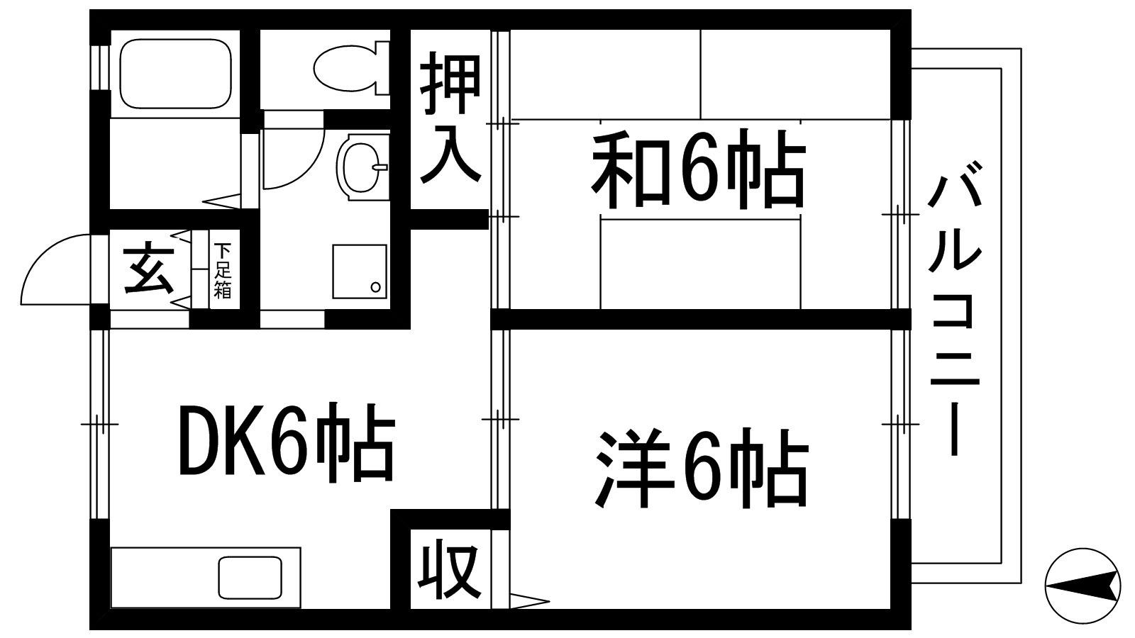 絹延ハイツ(2DK/2階)の間取り写真