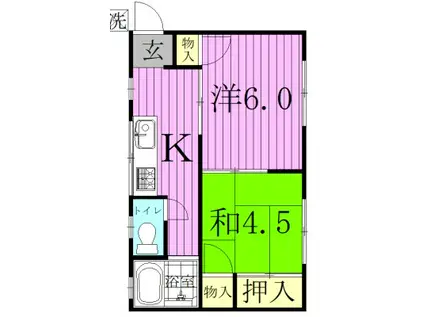 宮田コーポ(2K/2階)の間取り写真