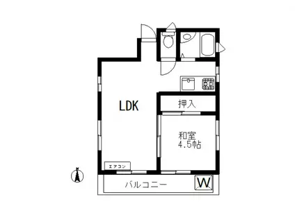 ファミリーハイツ秀(1LDK/2階)の間取り写真