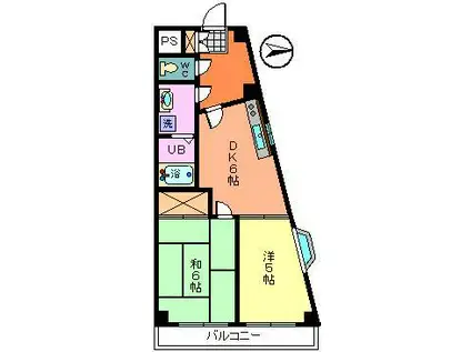 サンロード中浦和II(2DK/2階)の間取り写真