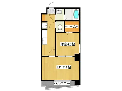 クレール新屋敷(1LDK/3階)の間取り写真