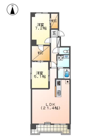 シュロス黒川(2LDK/2階)の間取り写真