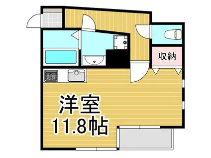 プルーズ塚口(ワンルーム/2階)の間取り写真