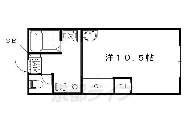 グリーンハイツ紫野(1K/2階)の間取り写真