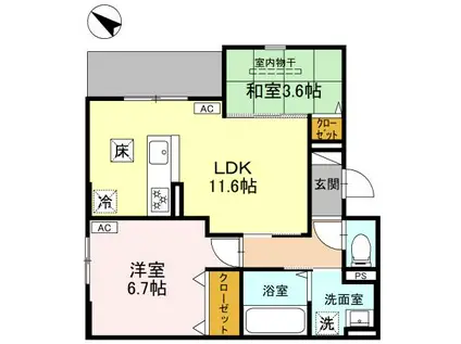 ヴェルデ天城(2LDK/1階)の間取り写真