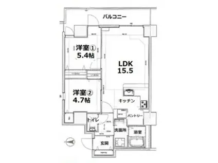 シティコート目黒4棟(2LDK/11階)の間取り写真