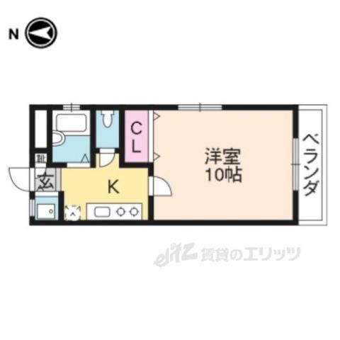 ピーノコウラク(1K/2階)の間取り写真
