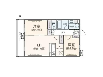 ピア新百合山手(2LDK/2階)の間取り写真